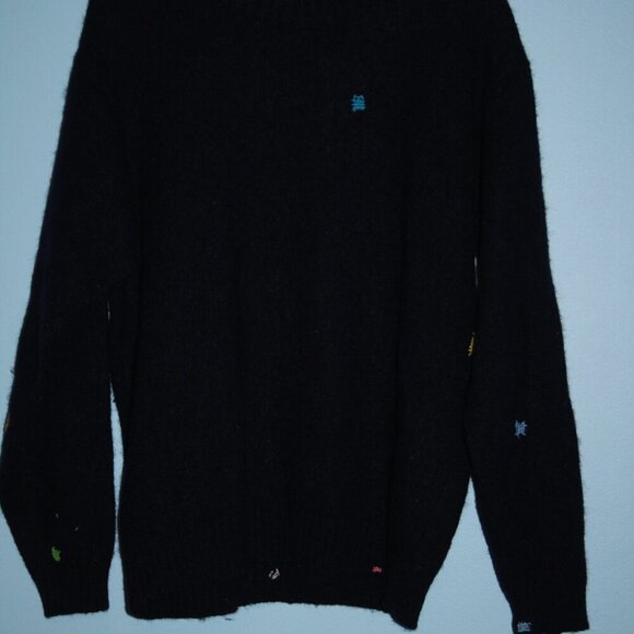 L.L.Bean Men's Large 100% Wool Md in Scotland Colored Patches Crew Neck Sweater - Picture 10 of 16